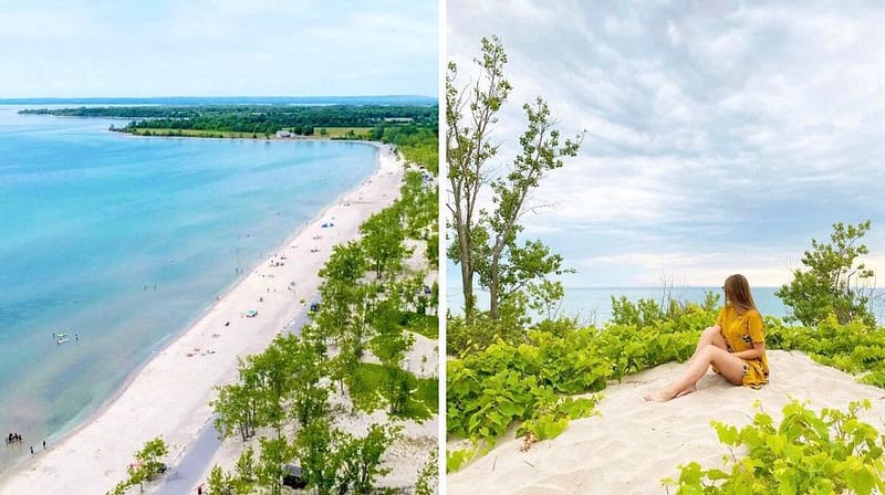 This ontario beach with a silky sandbar and azure water feels like a mini trip to the bahamas