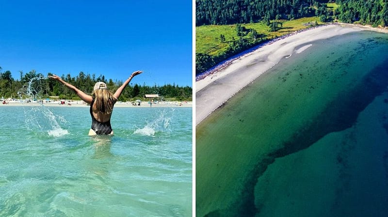 This dreamy island in bc has 1 km of 'fine white sand beach' and tropical like water