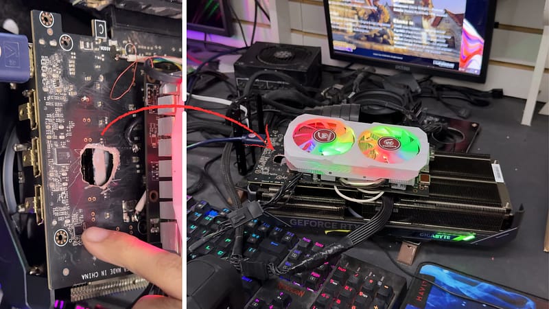 Rtx 5070 ti with catastrophic damage brought back to life by rx 580 — amd vrm graft resurrects card with a huge hole burned into its pcb