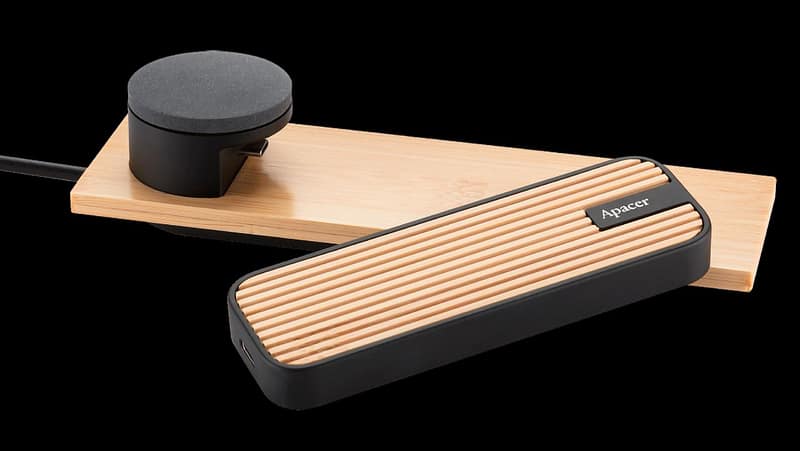 Portable 1tb bamboo ssd is fast, but smells even better due to built in aroma diffuser — essential oil diffuser billed as bringing harmony to your workplace