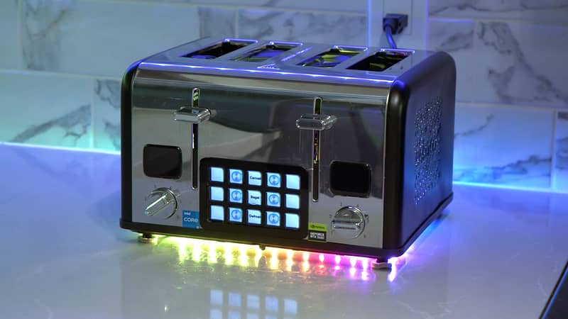 Signalrgb takes a swipe at razer, makes functioning rgb toaster pc — quad slice toaster case incorporates a stream deck, mini itx components