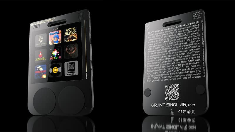 Nephew of the zx spectrum inventor has created a handheld raspberry pi console the size of a gift card — gamercard features 4 inch square ips screen and pre loaded arcade games