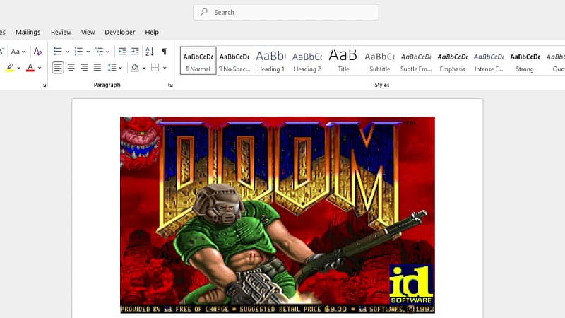 Doom Ported To A Standalone Microsoft Word Document — Plays Well But There's No Sound