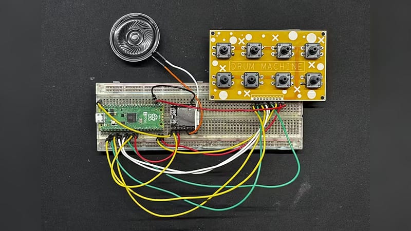 Maker Builds Drum Machine From Scratch Using A Raspberry Pi Pico 2